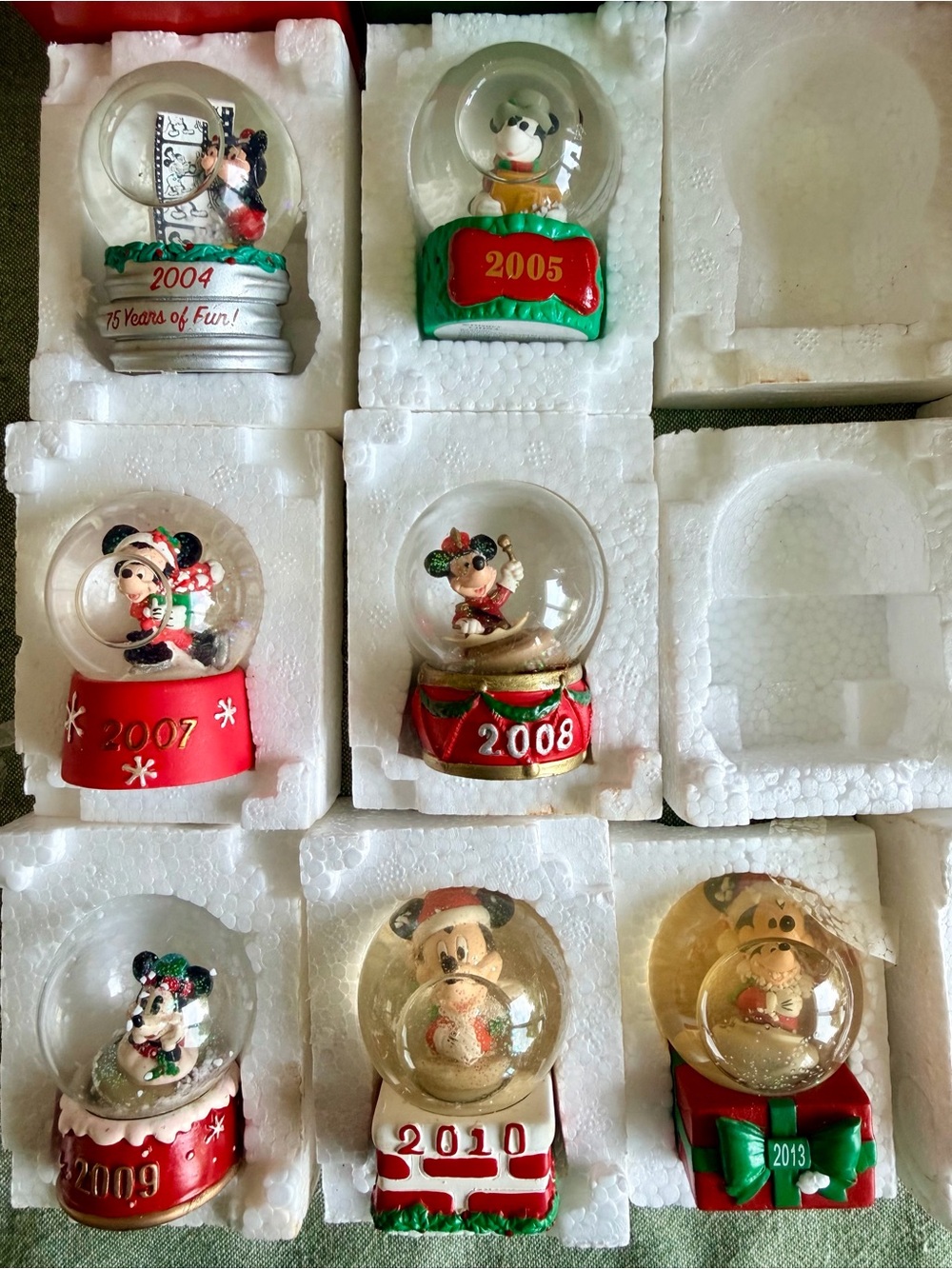 Vintage Disney Mickey Mouse JCPenney Christmas Mini Snow Globe Lot of 7